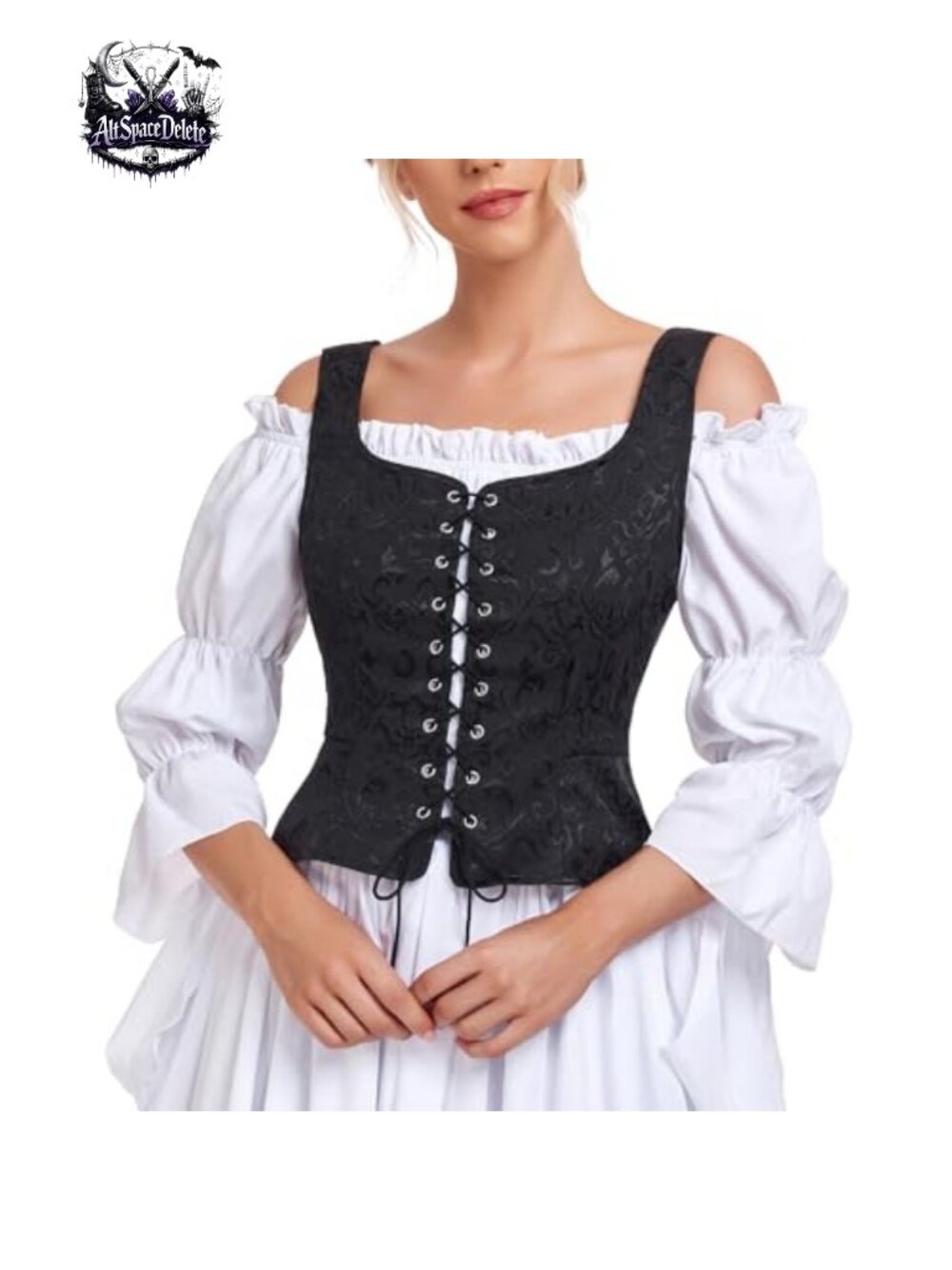 Floral Lace Up Corset Top Renaissance Vest Medieval Costume Women